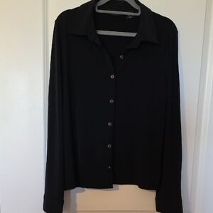 Tahari Black Button-Down Long Sleeve Shirt